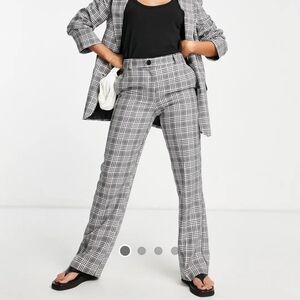 ASOS Design straight leg suit pants in gray check